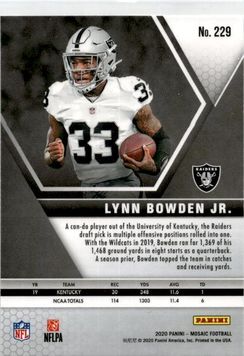 2020 Panini Mosaic #229 Lynn Bowden Jr. Rookie Las Vegas Raiders