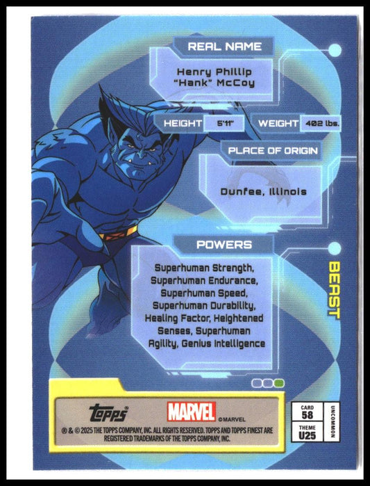 Beast #58 2025 Topps Finest X-Men '97