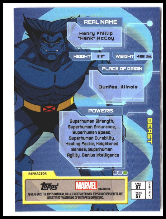 Beast #97 2025 Topps Finest X-Men '97 Refractor