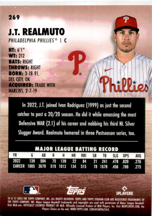 2023 Stadium Club Black Foil #269 J.T. Realmuto Philadelphia Phillies