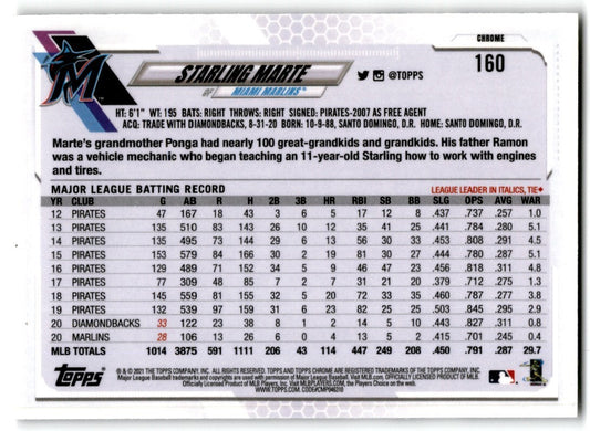 2021 Topps Chrome Starling Marte Miami Marlins #160