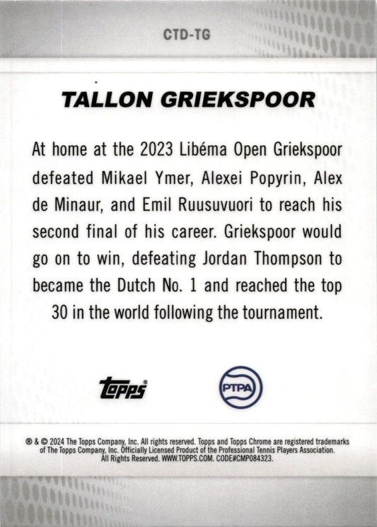 2024 Topps Chrome Tennis Captured #CTD-TG Tallon Griekspoor