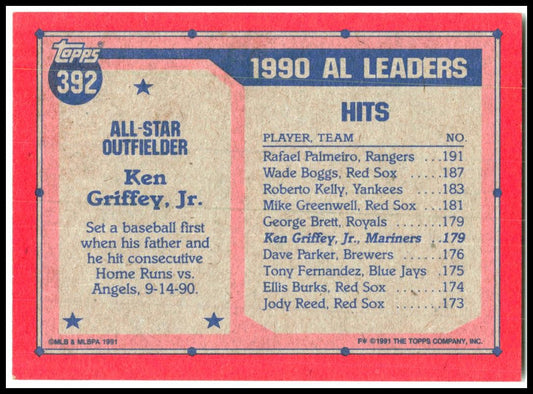 1991 Topps #392 Ken Griffey, Jr. Seattle Mariners