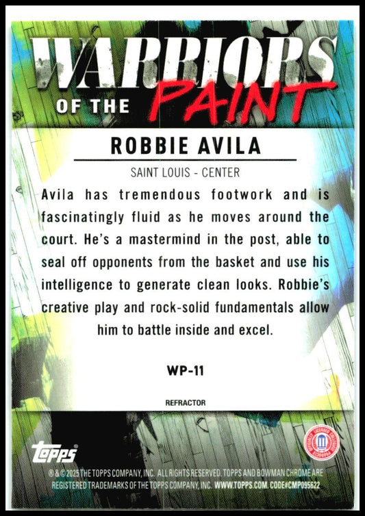 2024-25 Bowman University Chrome Warriors in the Paint #WP-11 Robbie Avila