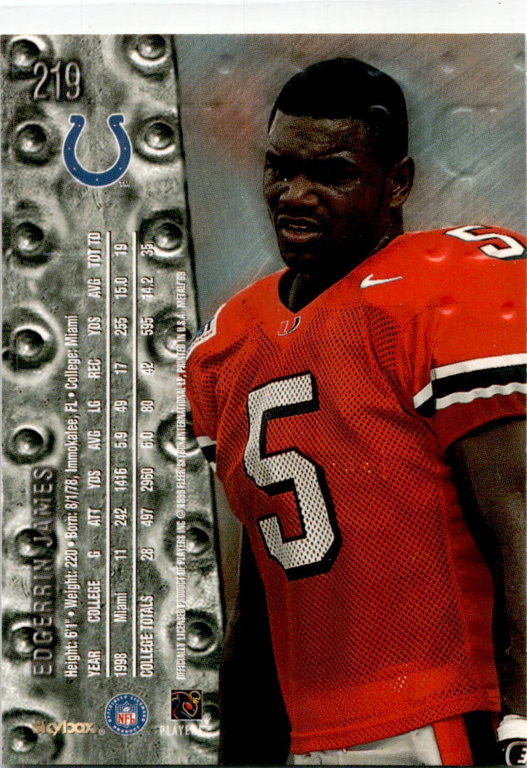 1999 SkyBox Metal Universe #219 Edgerrin James Rookie Indianapolis Colts