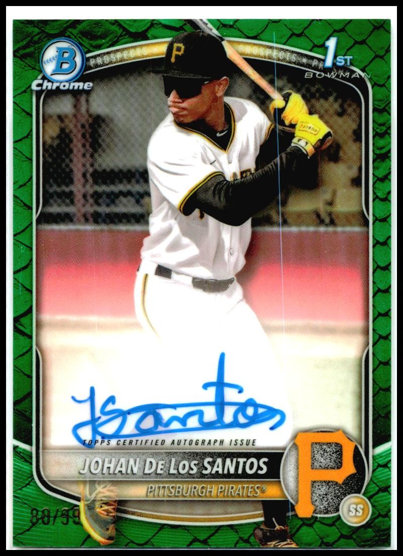 2025 Bowman Chrome Green Reptilian #CPA-JDLS Johan De Los Santos Auto /99