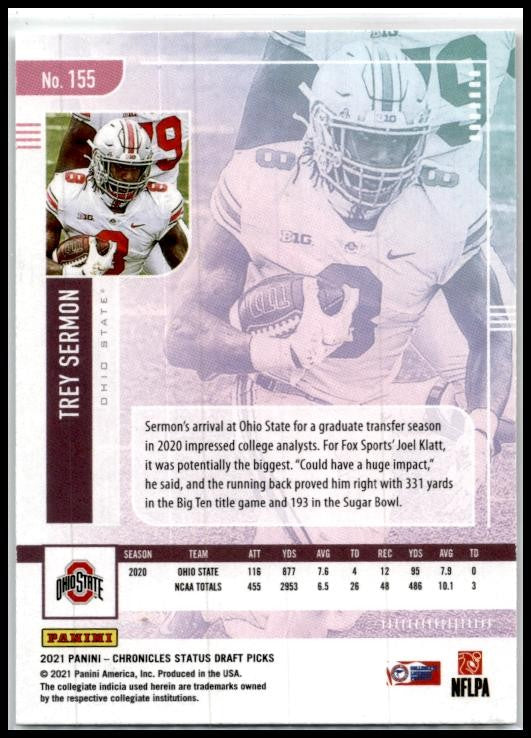 2021 Panini Chronicles Draft Picks Pink #155 Trey Sermon Ohio State Buckeyes