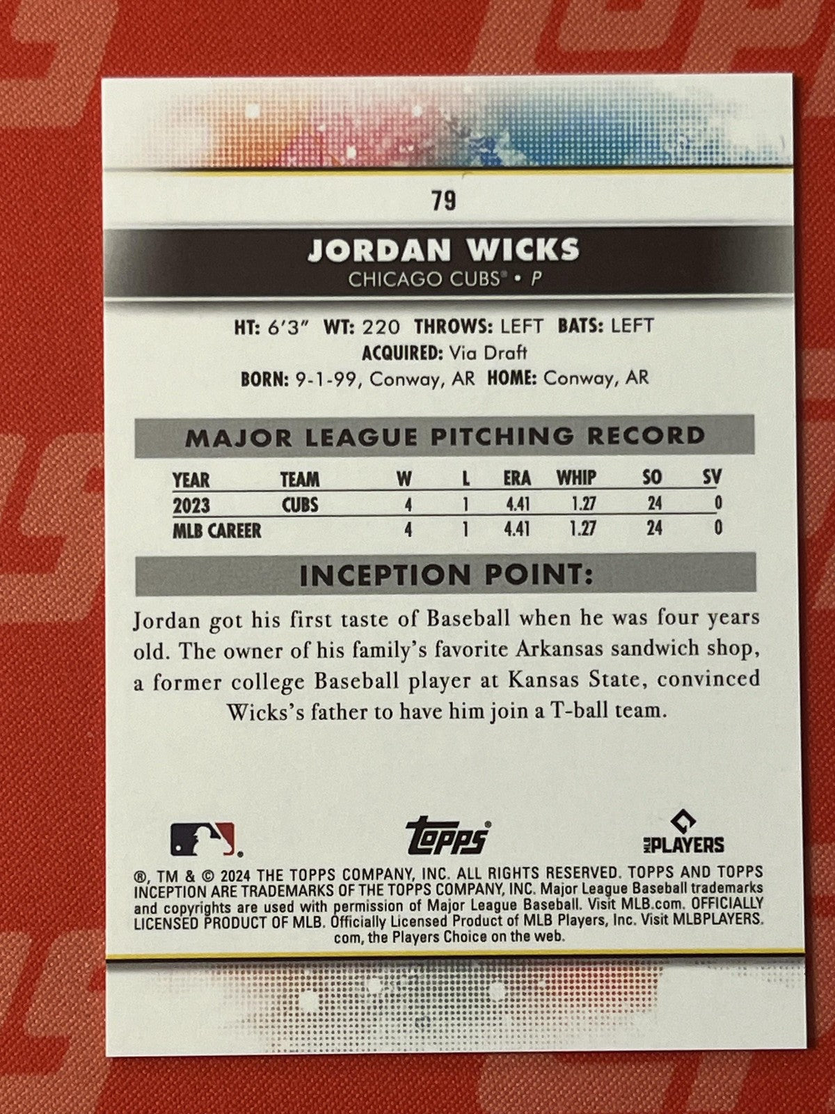 2024 Inception Gold Electricity #79 Jordan Wicks Cubs