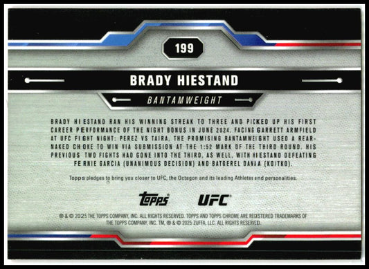 2025 Topps Chrome UFC Orange RayWave /25 #199 Brady Hiestand
