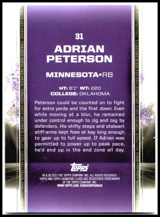 2024 Topps Signature Class #31 Adrian Peterson Minnesota Vikings