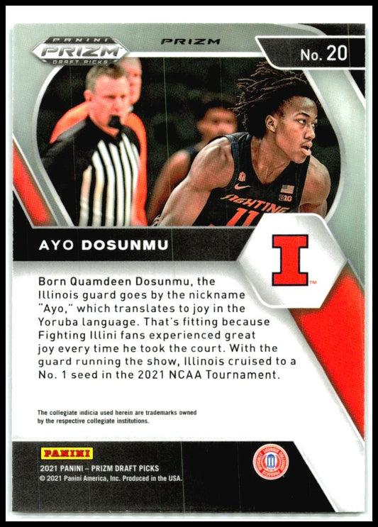 2021 Panini Prizm Draft Picks Green #20 Ayo Dosunmu Illinois Fighting Illini