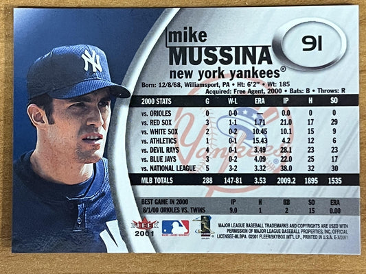 2001 Fleer E-X #91 Mike Mussina New York Yankees