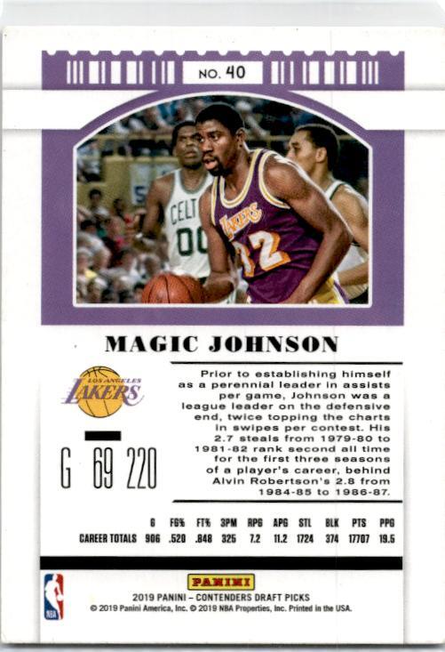2019 Panini Contenders Draft Picks #40 Magic Johnson Los Angeles Lakers