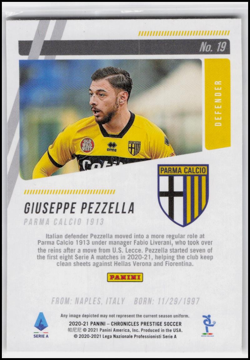 2020-21 Panini Chronicles - Prestige Serie A #19 Giuseppe Pezzella