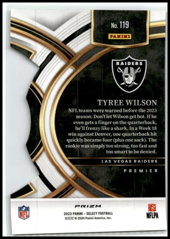 2023 Panini Select Neon Green Prizms Die Cuts #119 Tyree Wilson Rookie Raiders