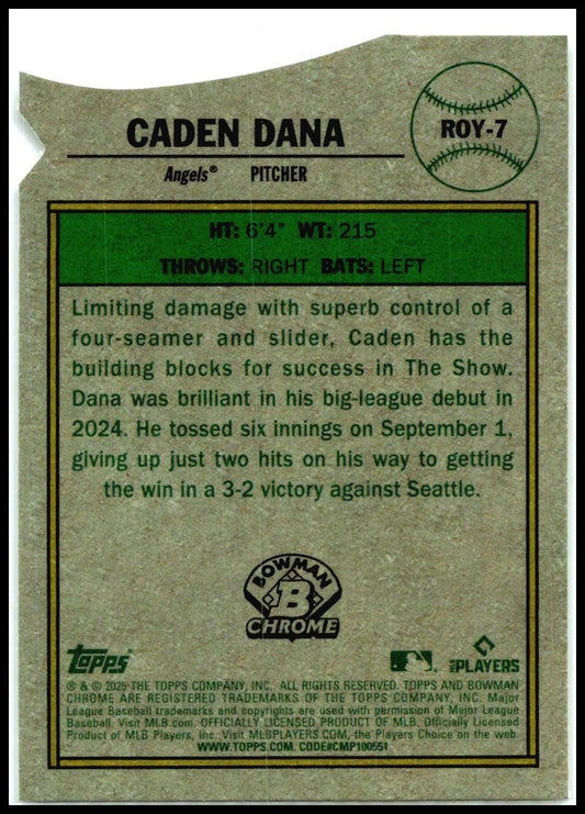 2025 Bowman Rookie of the Year Favorites #ROY-7 Caden Dana Los Angeles Angels