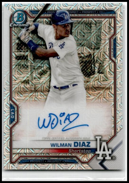 2021 Bowman Chrome Auto Mojo Refractor #BCMA-WD Wilman Diaz Auto Dodgers