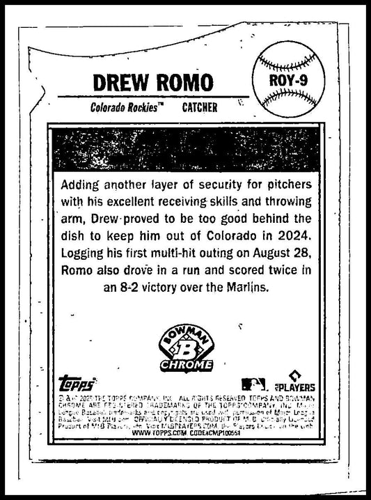 2025 Bowman Roy Favorites #ROY-9 Drew Romo Rockies