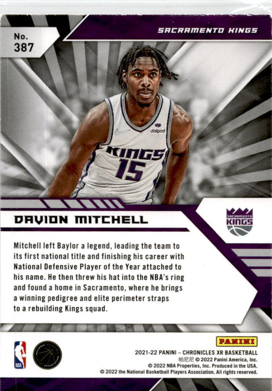 2021-22 Panini Chronicles Green #387 Davion Mitchell Sacramento Kings