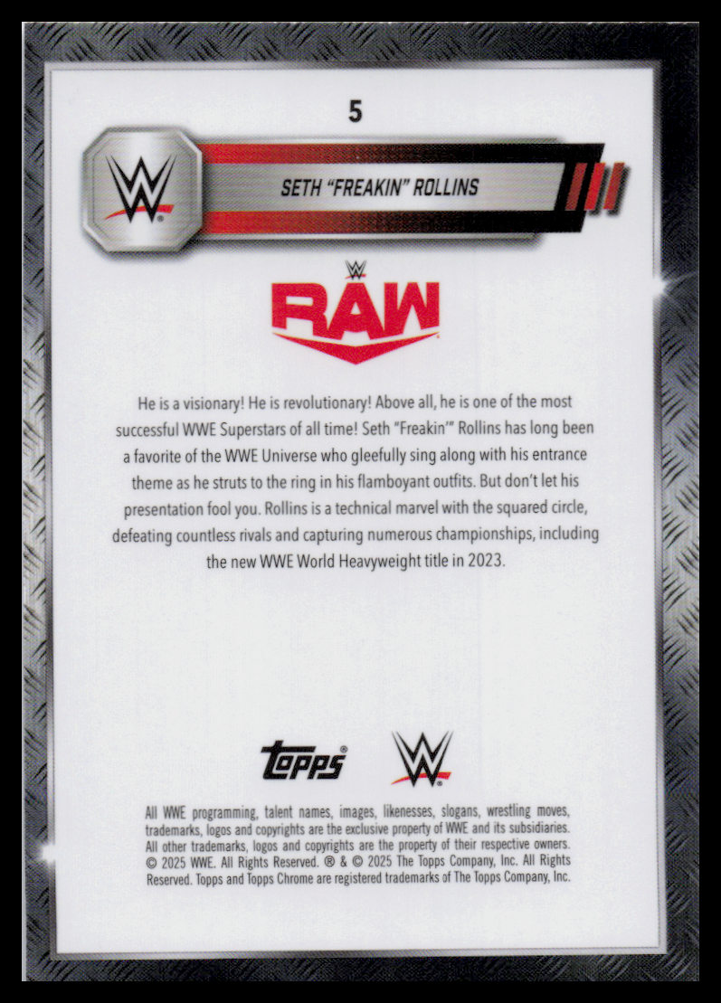 2024 Topps Chrome WWE #5 Seth Rollins