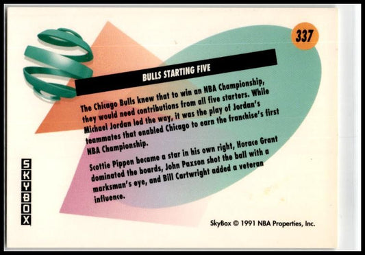 1991-92 SkyBox #337 The Chicago Bulls Starting Team Chicago Bulls