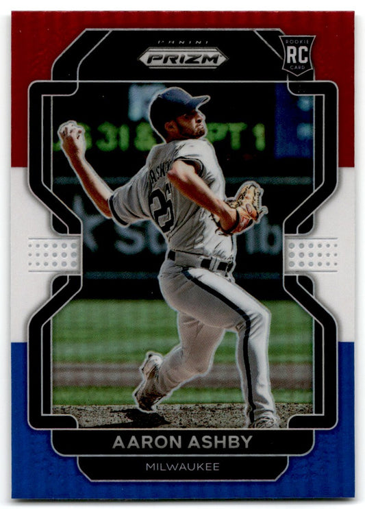 2022 Panini Prizm Red/White/Blue Aaron Ashby Milwaukee Brewers #49