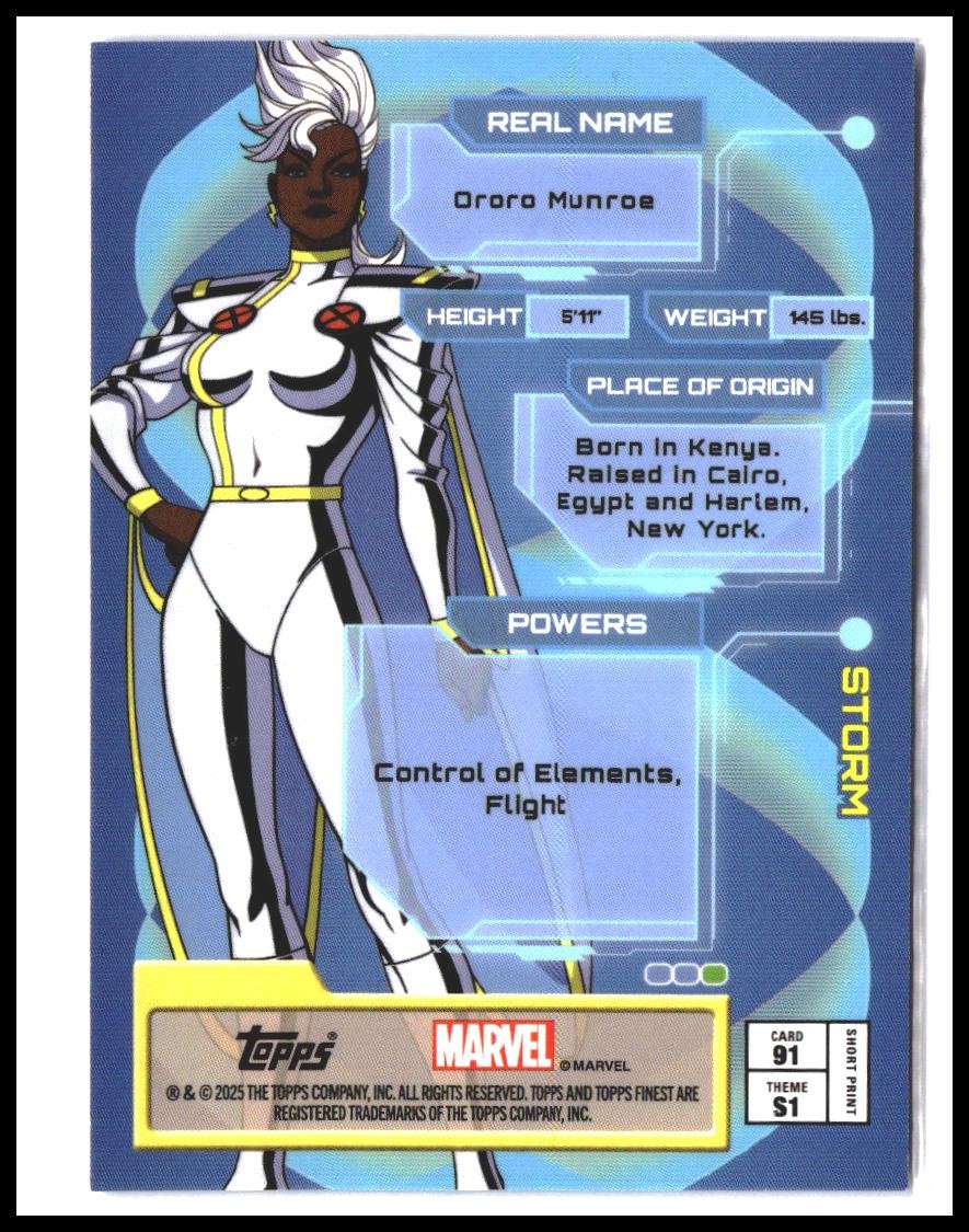 Storm #91 2025 Topps Finest X-Men '97 Laser Refractor