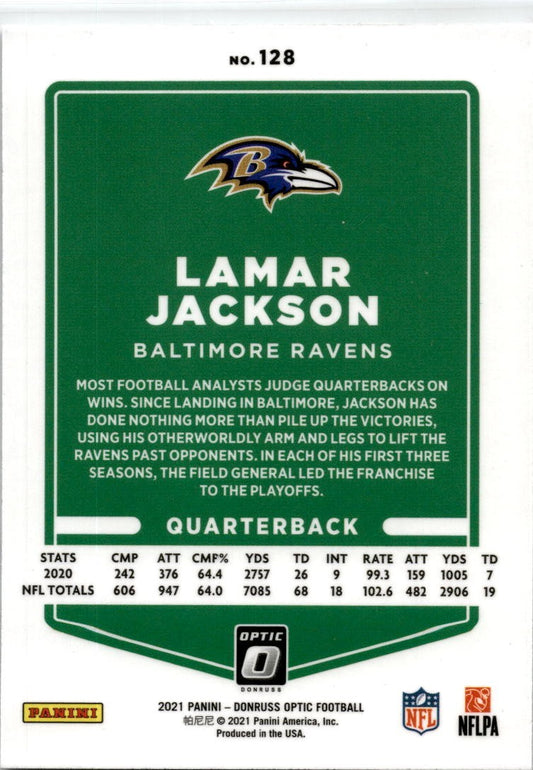 2021 Donruss Optic #128 Lamar Jackson Baltimore Ravens