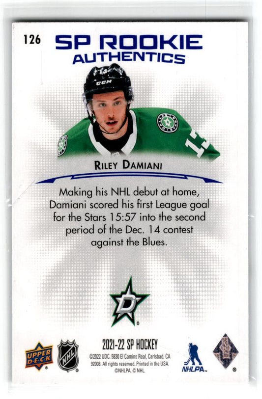 2021 SP #126 Riley Damiani Rookie Dallas Stars