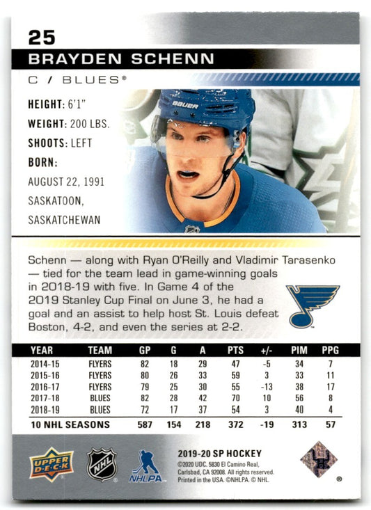2019-20 SP Brayden Schenn St. Louis Blues #25