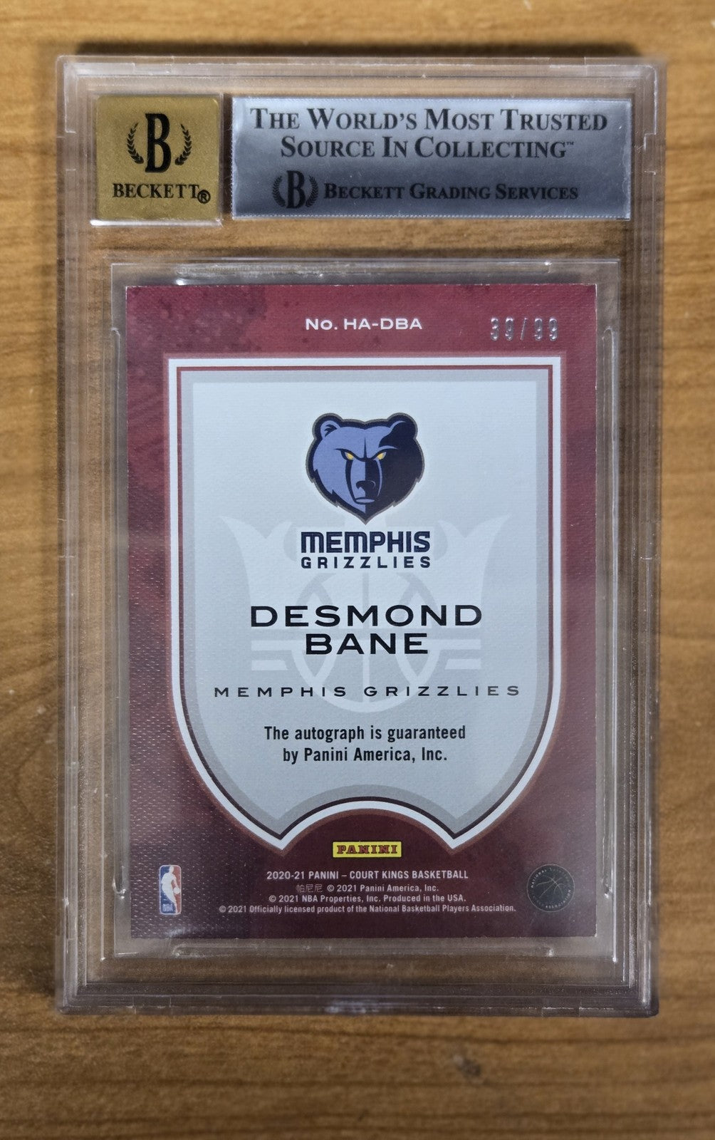 2020-21 court Kings #44 Desmond Bane Memphis