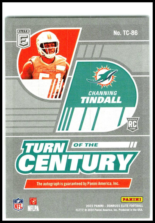 2022 Donruss Elite Turn of the Century Auto #TC-86 Channing Tindall Auto Miami