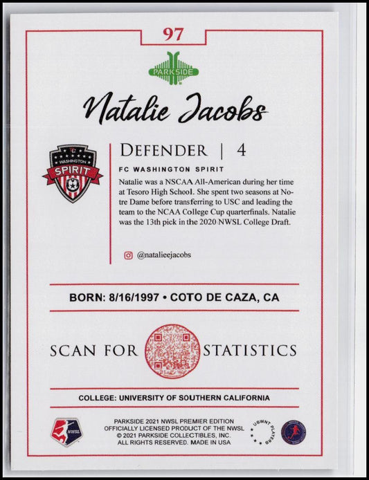 2021 Parkside NWSL Premier Edition #97 Natalie Jacobs