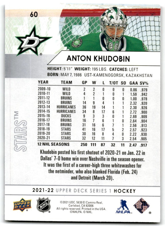 2021-22 Upper Deck Anton Khudobin Dallas Stars #60