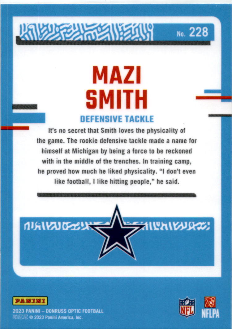 2023 Donruss Optic #228 Mazi Smith Dallas Cowboys
