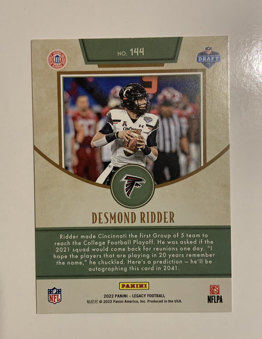 Desmond Ridder 2022 Panini Legacy Rookie #144 Atlanta Falcons