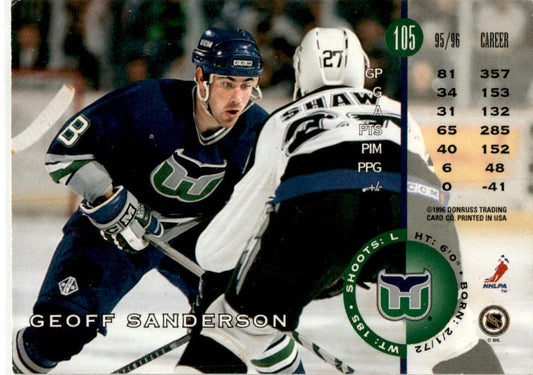 1996 Leaf #105 Geoff Sanderson Hartford Whalers