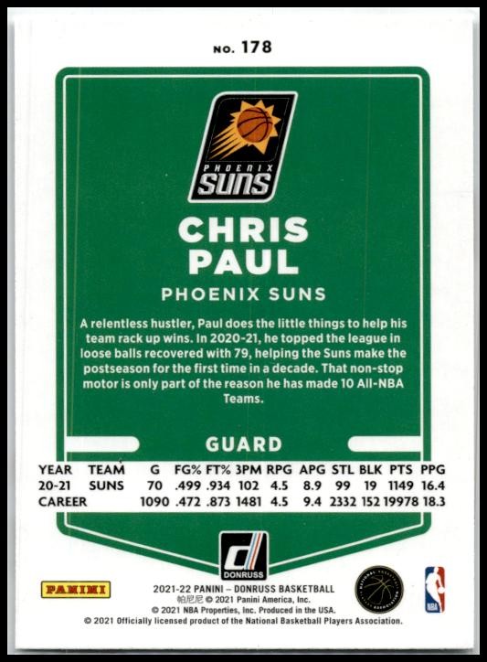 2021-22 Donruss #178 Chris Paul Phoenix Suns