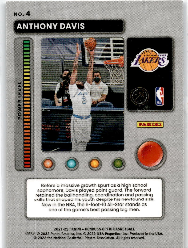 2021-22 Donruss Optic T-Minus 3...2...1... #4 Anthony Davis Los Angeles Lakers