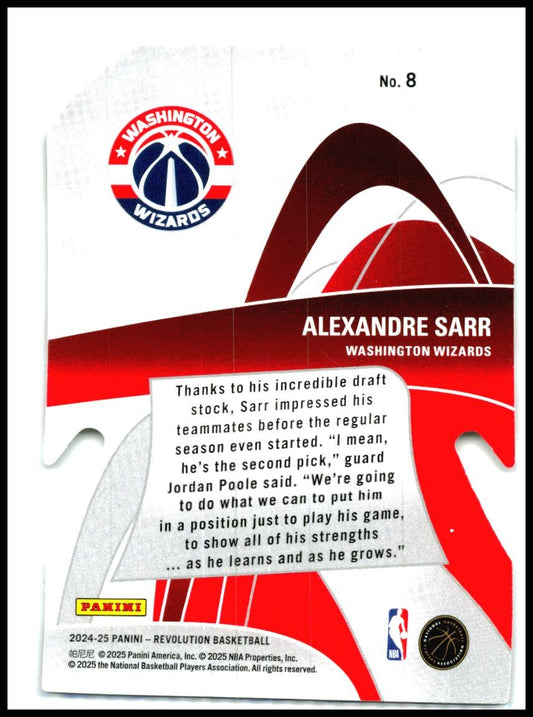 2024-25 Panini Revolution Die-cut # Alexandre Sarr Rookie Wizards