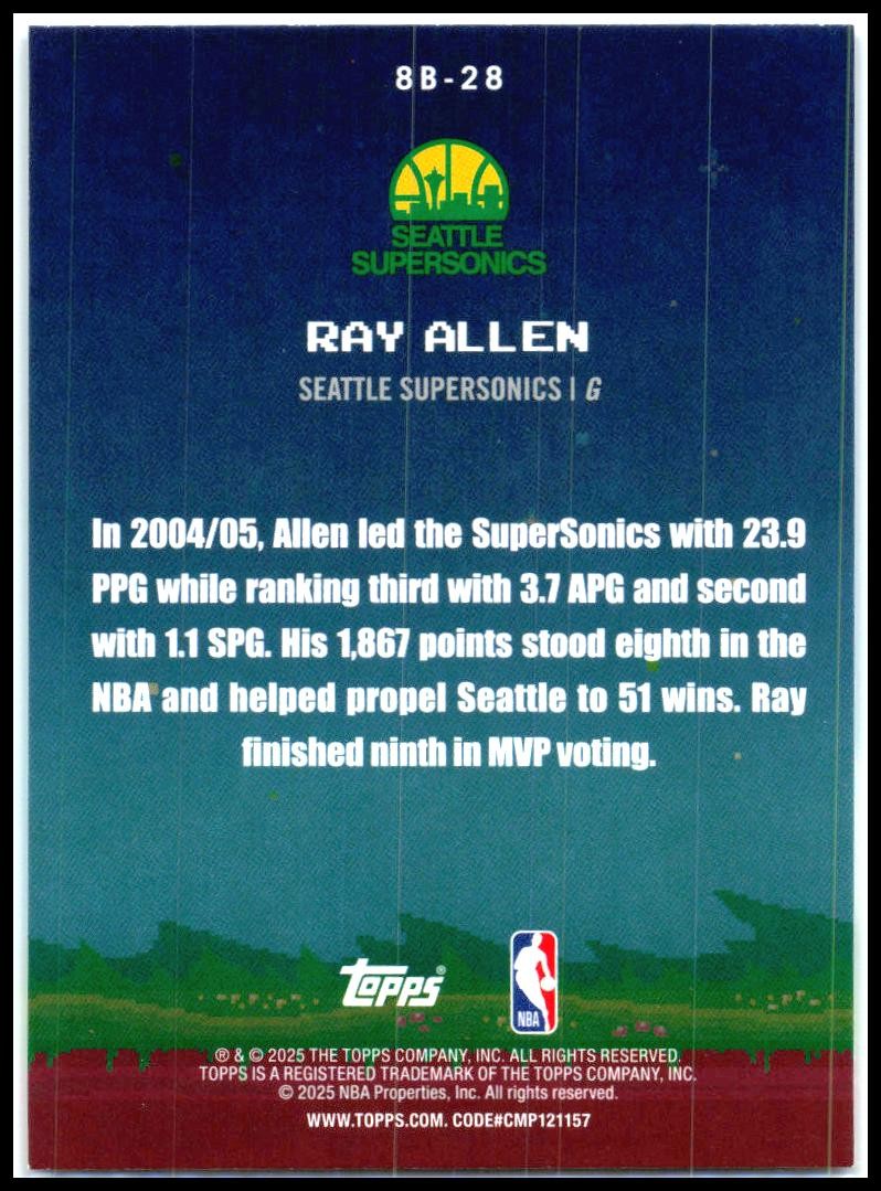2025-26 Topps 8-Bit Ballers #8B-28 Ray Allen
