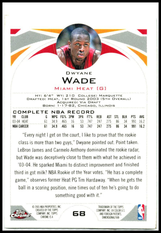 2004-05 Topps #68 Dwyane Wade Miami Heat