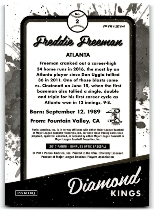 2017 Panini Donruss Optic Purple Diamond Kings Freddie Freeman Atlanta Braves #2