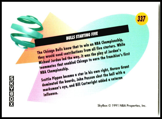 1991-92 SkyBox #337 The Chicago Bulls Starting Team Chicago Bulls