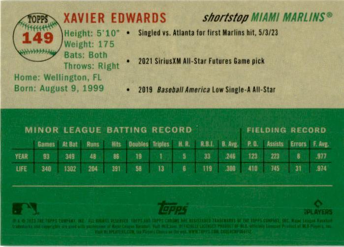 2023 Topps Chrome Platinum Anniversary Topps Refractor #149 Xavier Edwards