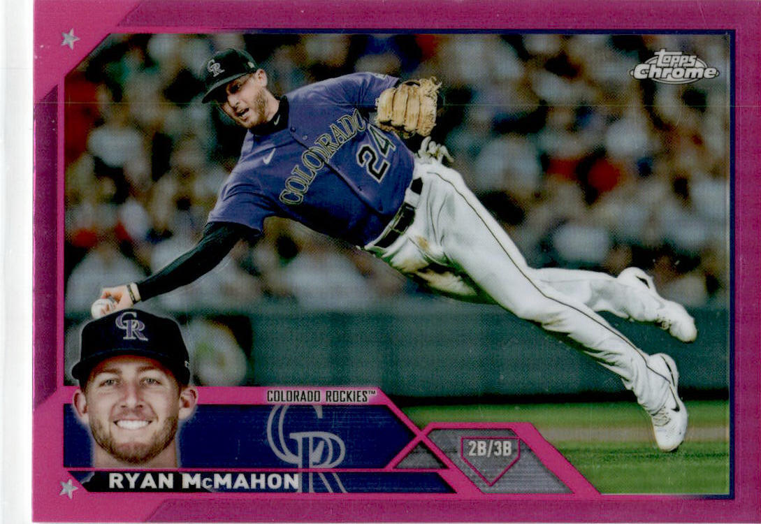 2023 Topps Chrome Pink Refractor #70 Ryan McMahon Colorado Rockies.