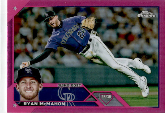 2023 Topps Chrome Pink Refractor #70 Ryan McMahon Colorado Rockies.