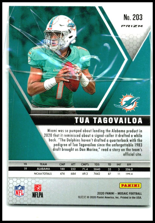 2020 Panini Mosaic Choice Prizm Red and Green #203 Tua Tagovailoa Rookie Miami