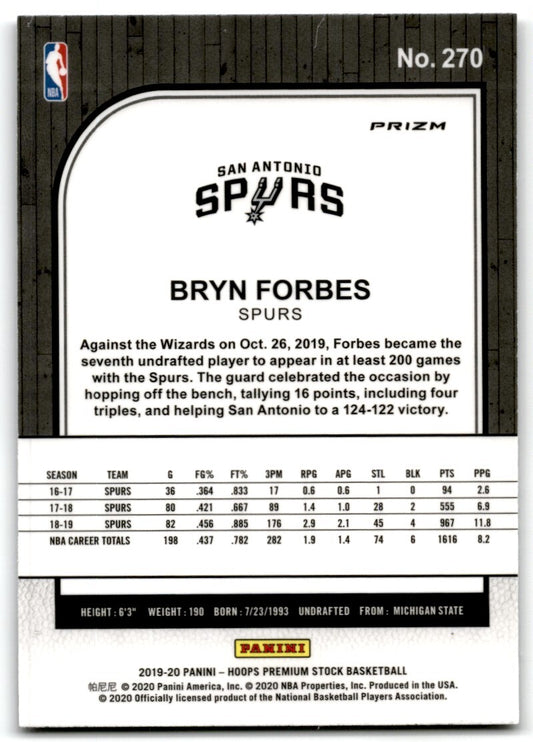 2019-20 Box Set Pulsar Prizm Bryn Forbes San Antonio Spurs #270