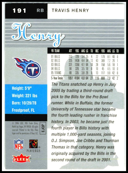 2006 Ultra #191 Travis Henry Tennessee Titans